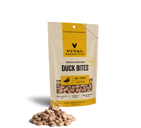 Vital Essentials Freeze-Dried Duck Bites Dog