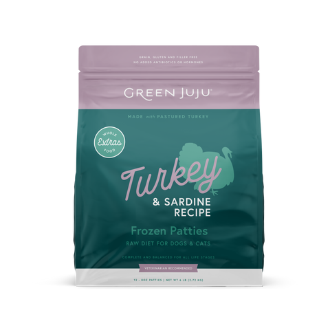 Green Juju Frozen Extras Turkey + Sardines Recipe